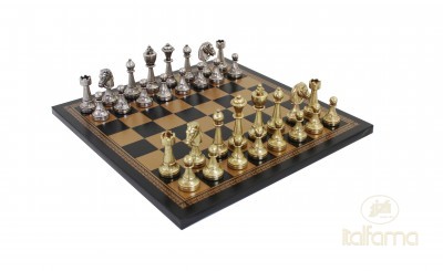 Italian Arabesque Staunton Gold & Silver Chess Set by Italfama