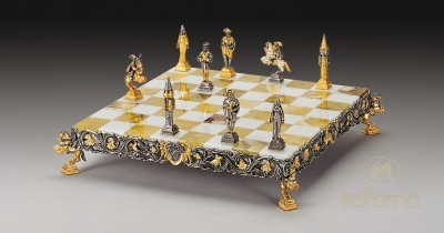 The Templar Hand Painted Solid Resin 17.7 Inch Chess Board by Italfama 