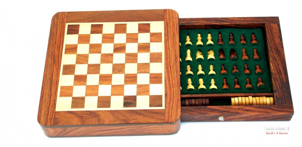 MAGNETIC WOODEN CHESS SET WITH DRAWER + CHECKER SET online