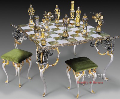 Louis XIV Sun King Themed Giant Chess Set | Table and Chairs