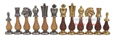 CHESS PIECES MADE IN GOLD-SILVER PLATED METAL AND WOOD online