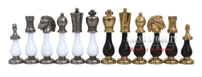 CHESS PIECES MADE IN GOLD-SILVER PLATED METAL AND WOOD online